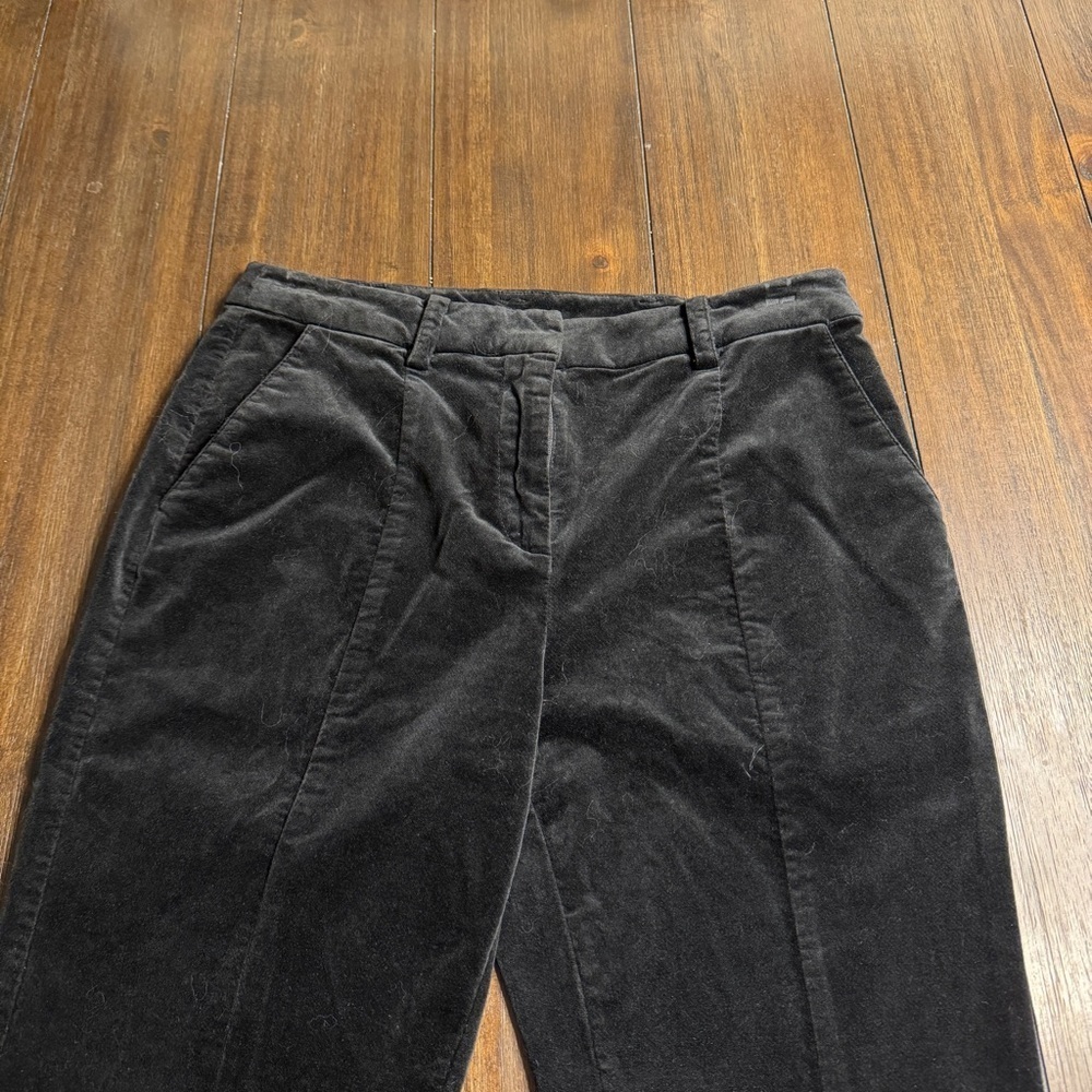 Ramy Brook Miriam Black Velvet Pants Size 2 High Rise Slim Leg Luxe Stretch - Picture 5 of 16
